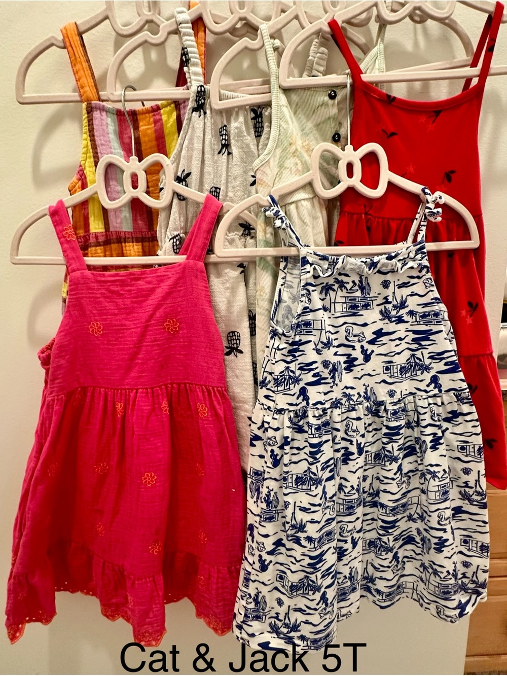 Cat & Jack Girls' 5T Summer Dress Bundle - Pink, Red, White, Multi
